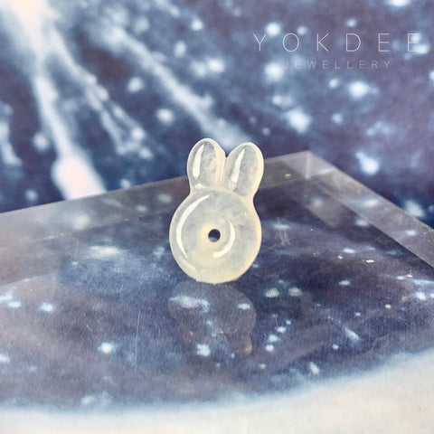 SOLD OUT: Icy A-Grade Natural White Jadeite Bunny Pendant No.172059