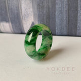 18.2mm A-Grade Natural Floral Imperial Jadeite Abacus Ring Band No.162219E