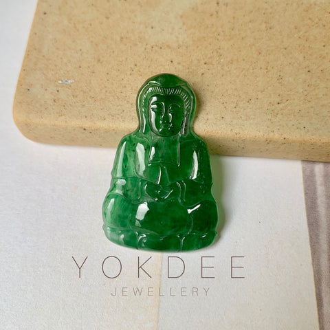 A-Grade Natural Imperial Green Jadeite Goddess of Mercy Pendant No.171818