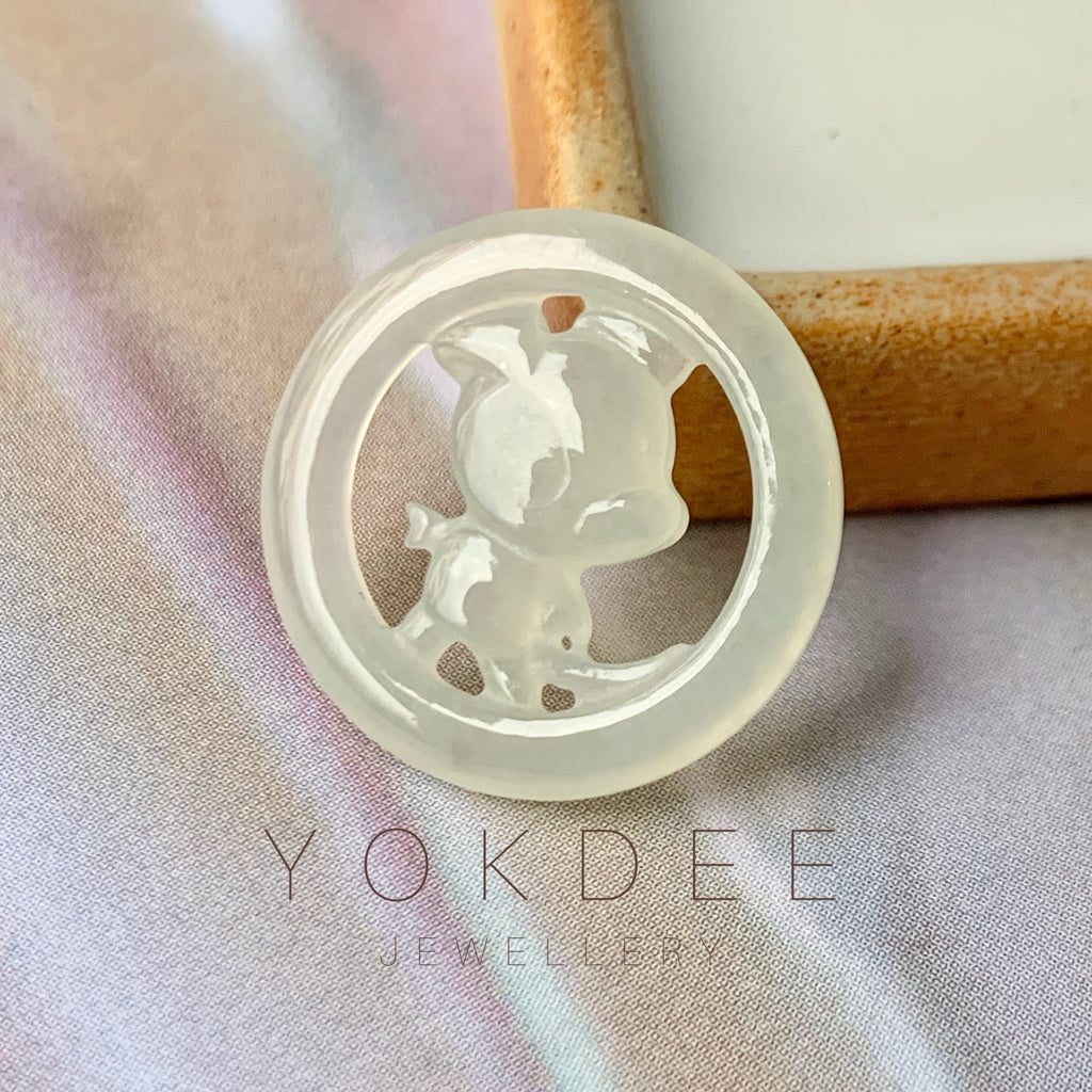 A-Grade Natural Jadeite Dog Pendant No. 170940