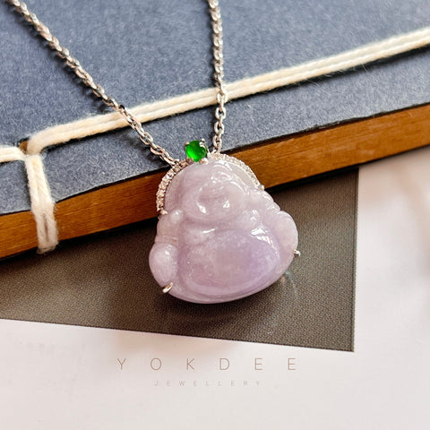 A-Grade Lavender Jadeite Bespoke Buddha Pendant No.171960