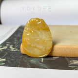 A-Grade Natural Yellow Jadeite Pendant with Carvings No.170870