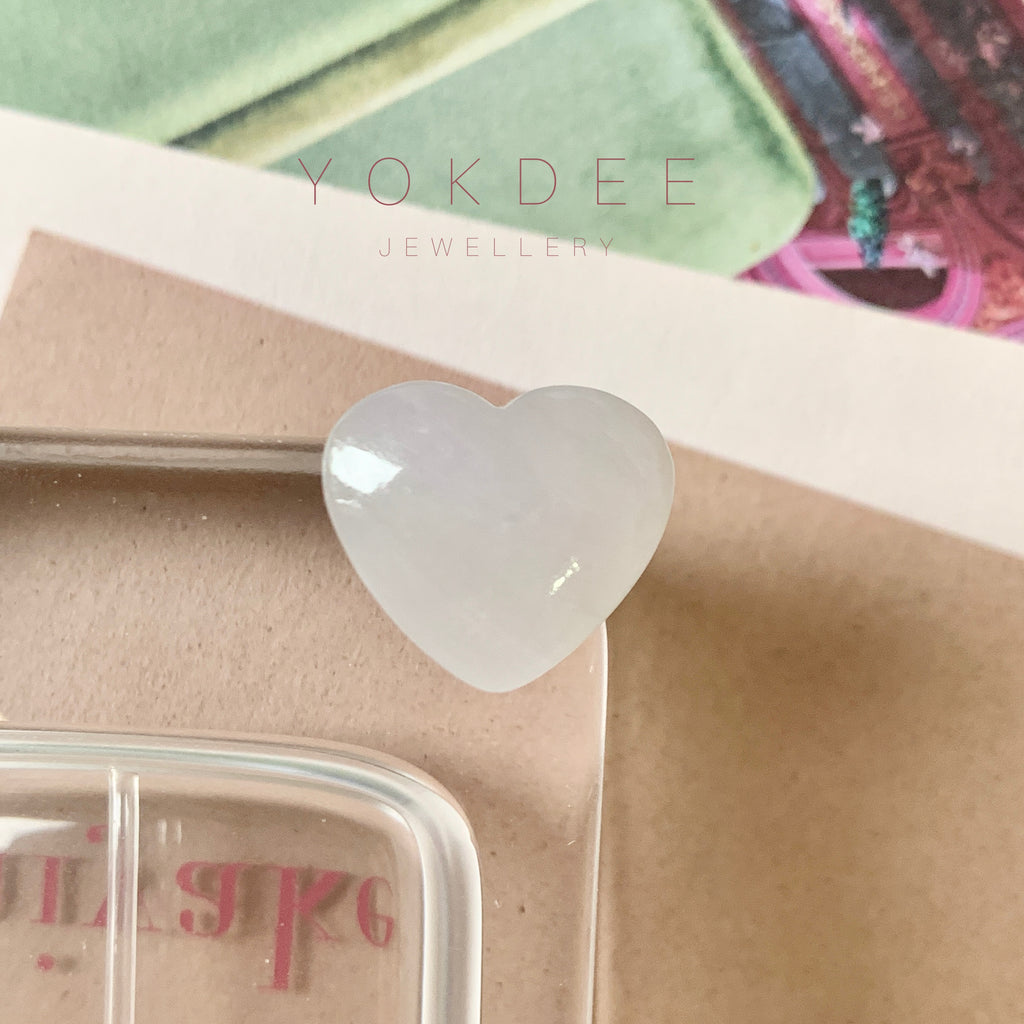 A-Grade Natural Faint Pink Jadeite Heart Pendant No.171984