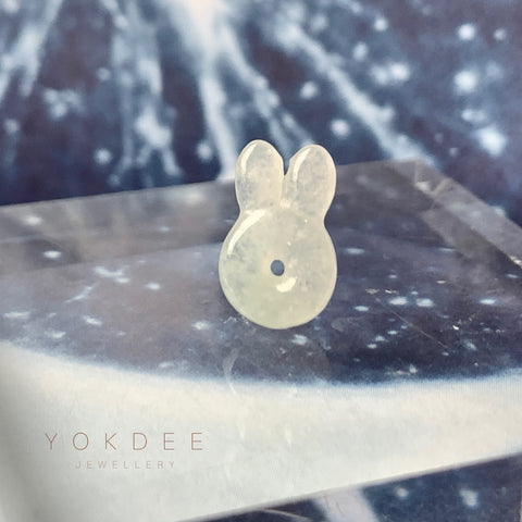Icy A-Grade Natural White Jadeite Bunny Pendant No.172058