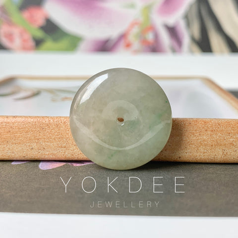 A-Grade Natural Faint Yellowish Green Jadeite Donut No.171683