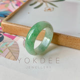 18.9mm A-Grade Natural Floral Imperial Green Jadeite Ring Band No.162146