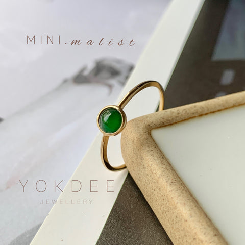 17.9mm A-Grade Natural Imperial Green Jadeite MINI.malist Ring No.162142