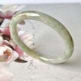 SOLD OUT: 53.9mm A-Grade Natural Faint Lavender Green Jadeite Traditional Round Bangle No.330029