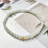 5.6mm A-Grade Natural Light Green Jadeite Beaded Bracelet No.190364