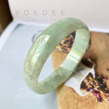 53.5 mm A-Grade Natural Green Jadeite Modern Round Bangle No.151951