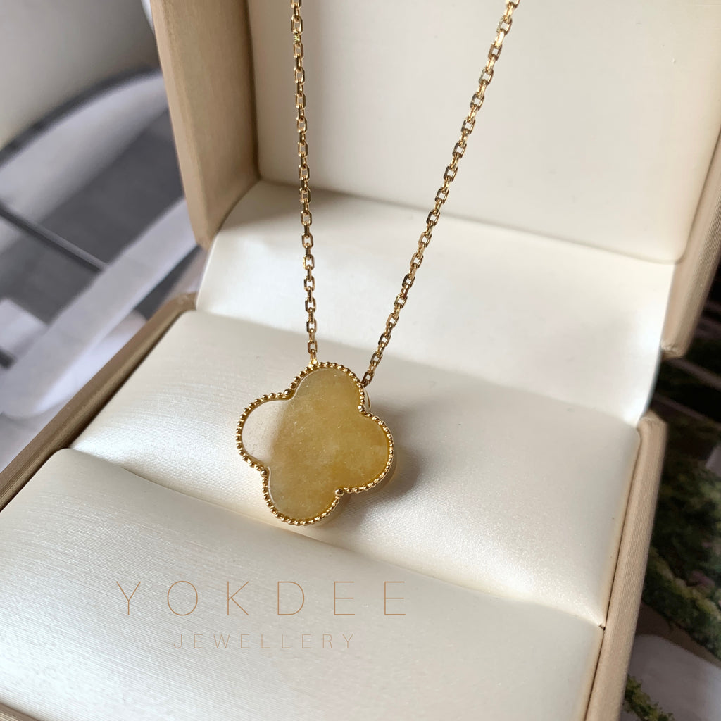 A-Grade Natural Yellow Jadeite Bespoke Clover Pendant No. 171967