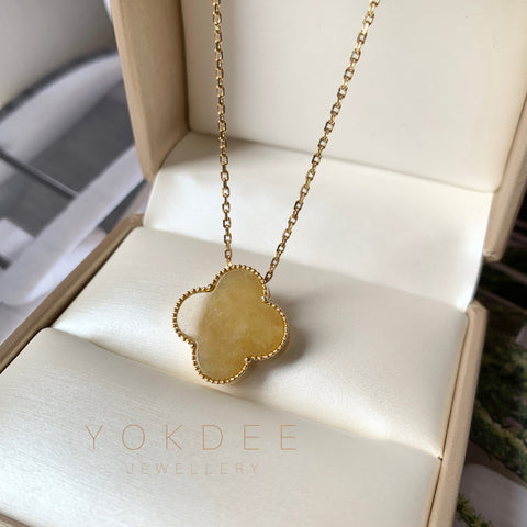 A-Grade Natural Yellow Jadeite Bespoke Clover Pendant No. 171967