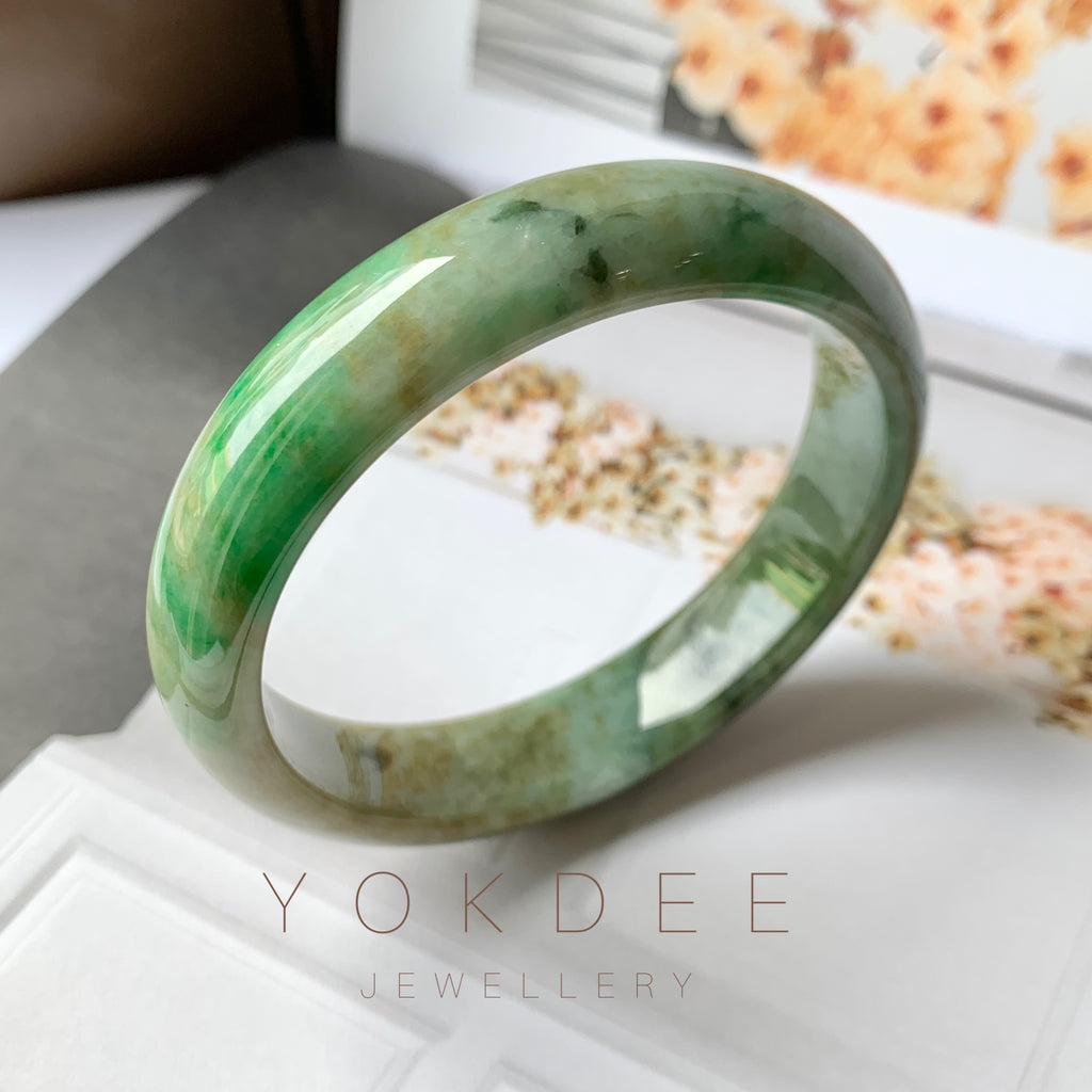 58.7mm A-Grade Natural Multi-Colour Jadeite Modern Round Bangle No.330021