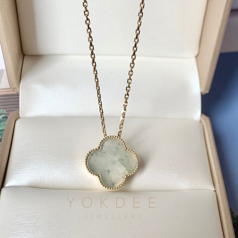 A-Grade Natural Floral Jadeite Bespoke Clover Pendant No. 171968