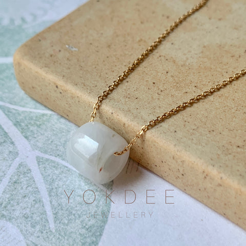 A-Grade Natural White Jadeite Barrel Pendant No.171607