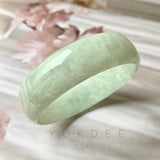 49.3mm A-Grade Natural Light Green Jadeite Modern Round Bangle No.151330