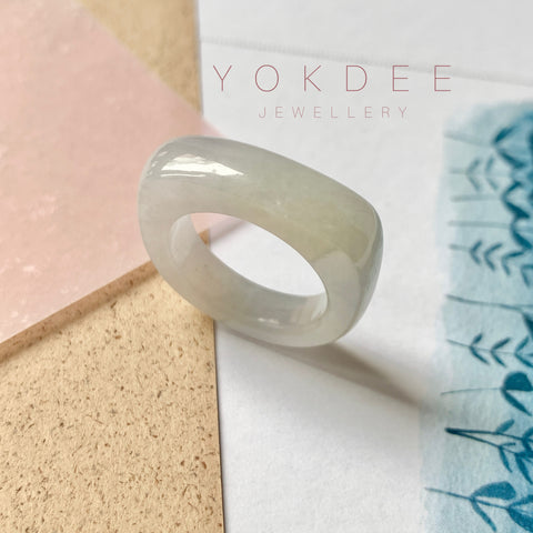 17mm A-Grade Natural Lilac Jadeite Saddle Loaf Ring Band No.162303