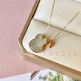 SOLD OUT: A-Grade Light Grey Jadeite Little Bunny with Carrot Pendant No.171973