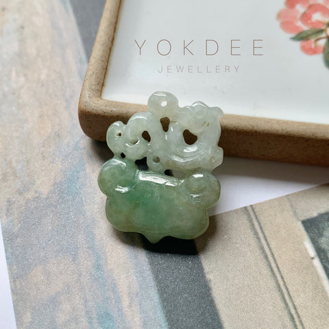 A-Grade Natural Tri-Colour Jadeite Dragon Ruyi Pendant No.170831