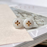 SOLD OUT: A-Grade Natural Lilac Jadeite Earring Studs (Lilac Flower) No. 180616