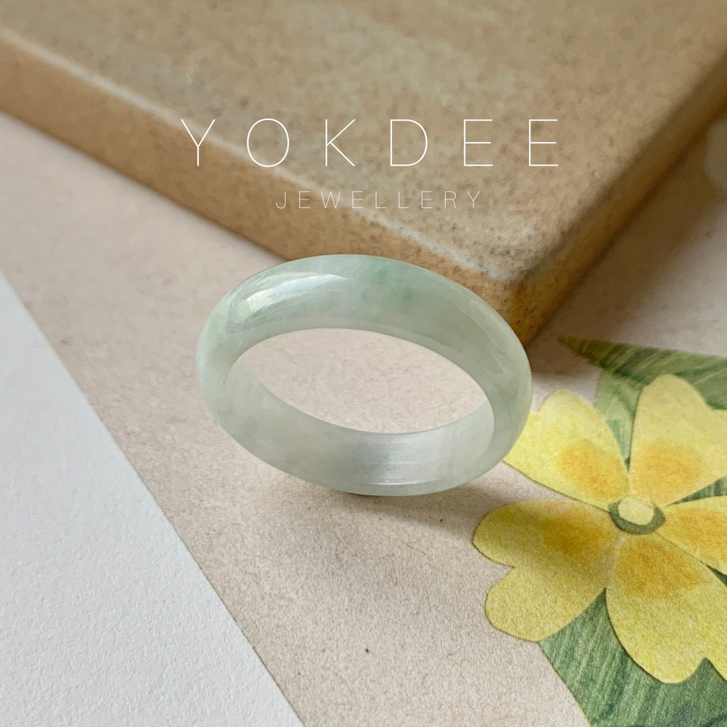 19.3mm A-Grade Natural Floral Jadeite Ring Band No.161658