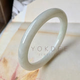 56.6mm A-Grade Natural Light Yellowish Green Jadeite Traditional Round Bangle No.151923