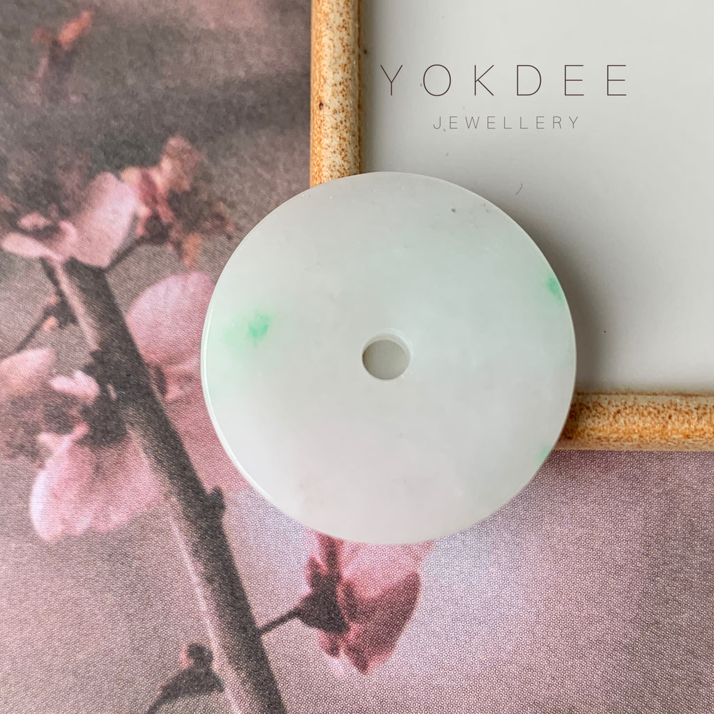 A-Grade Natural Moss On Snow Jadeite Donut No. 170783