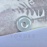A-Grade Natural White Jadeite Donut Pendant No.171675