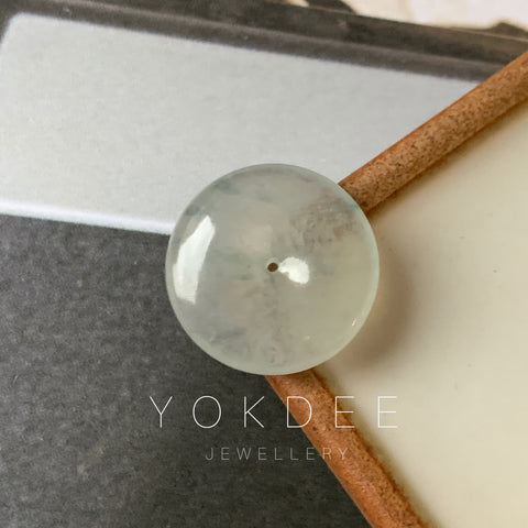 Icy A-Grade Natural Floral Blue Jadeite Donut No.171752