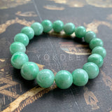 SOLD OUT: 10.2mm A-Grade Natural Moss on Snow Jadeite Beaded Bracelet No.190325